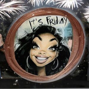NORE’S NOVELTIES Single Round Handcrafted Coaster “IT’S FRIDAY”